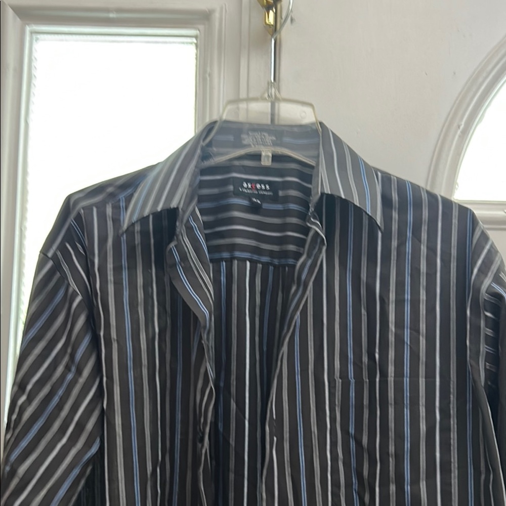 Axcess Black and Blue Striped Men's Shirt